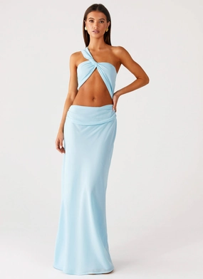 Cindelle One Shoulder Maxi Dress - Turquoise Summer Ease Garden Fresh