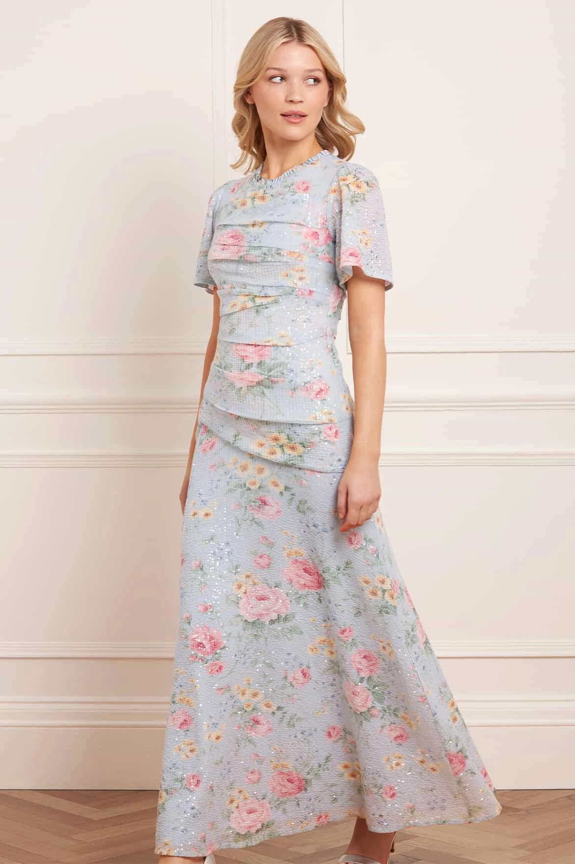 Classic and Modern Pompadour Garden Sequin Gown