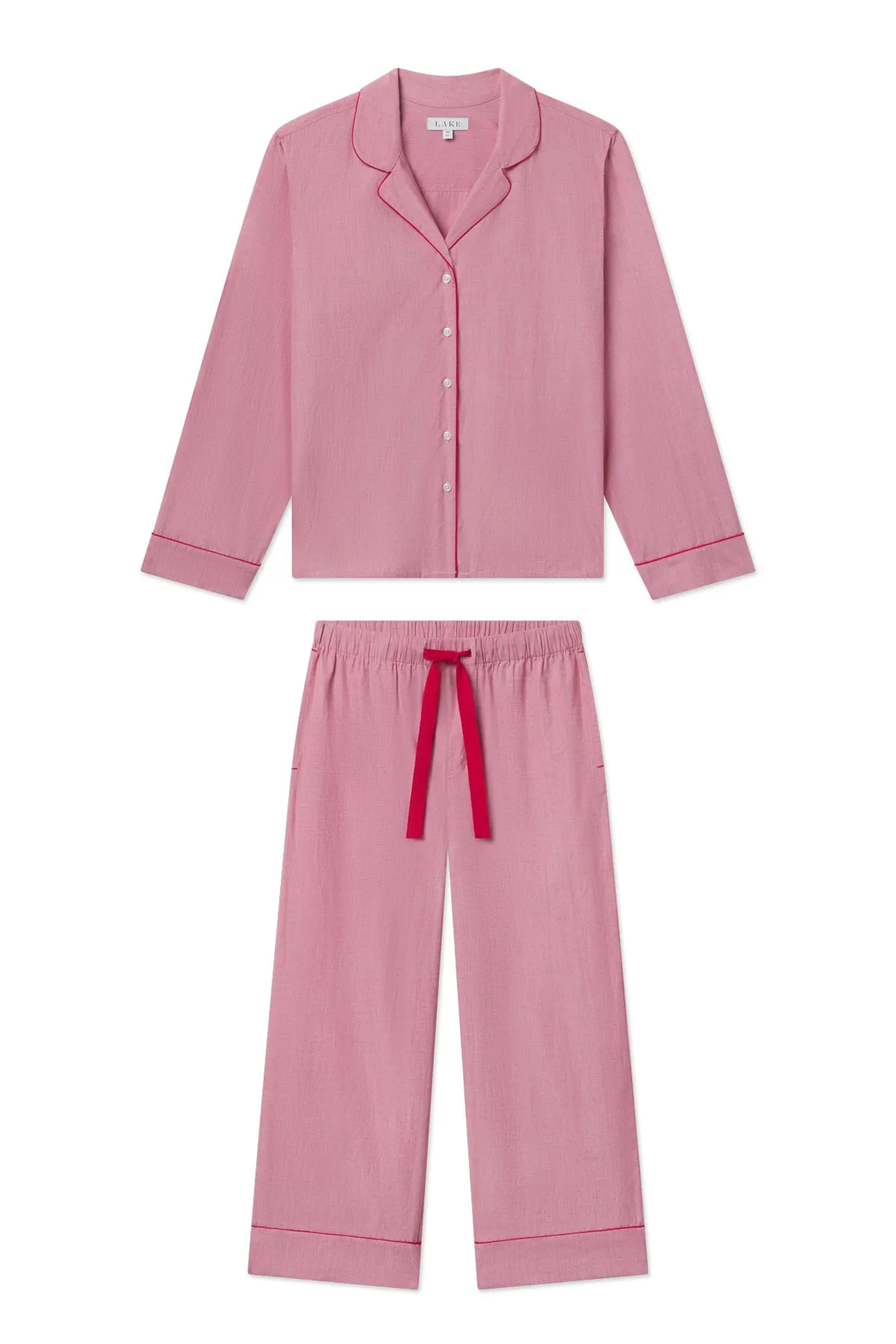 Poplin Chloe Long Sleeve Pajama Set in Classic Red