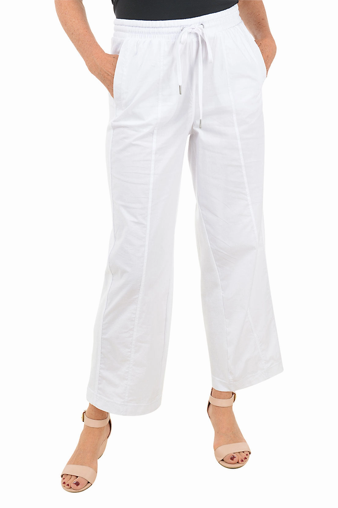 Breathable Performance Wear Poplin-Accented Wide Leg Lounge Pant