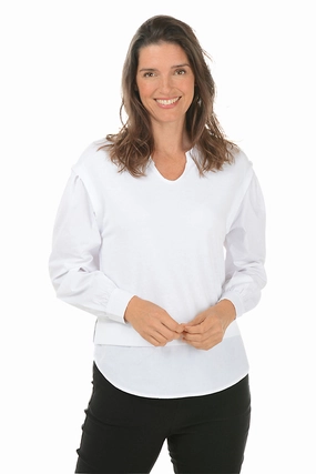 Poplin Layered Long Sleeve Top Regular Fit LayeredCollar