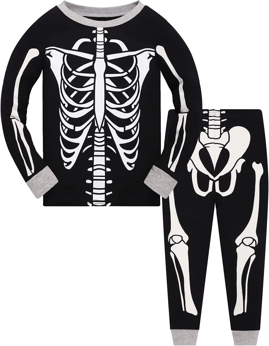 Popshion Boys Skeleton Pajamas Sets for Halloween Toddler Glow in The Dark Pumpkin PJS