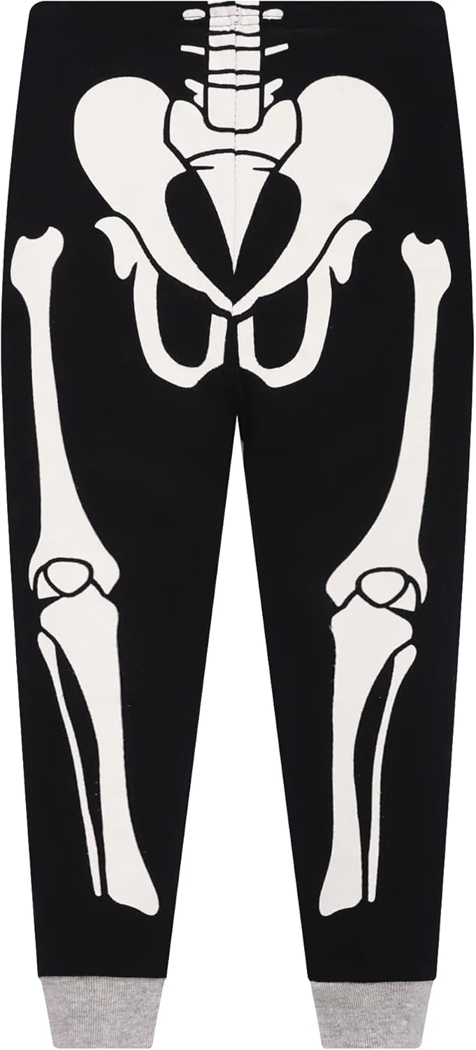 Popshion Boys Skeleton Pajamas Sets for Halloween Toddler Glow in The Dark Pumpkin PJS