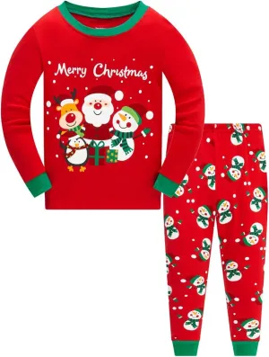 Popshion Toddler Boys Christmas Pajamas Cotton Long Sleeve Christmas PJs Holiday Xmas Jammies