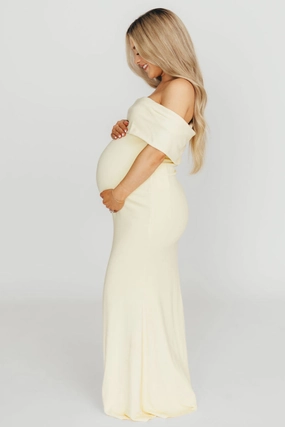 Monroe Dress in Butter Yellow - Bump Friendly Casual weekend dress Lounge Moment