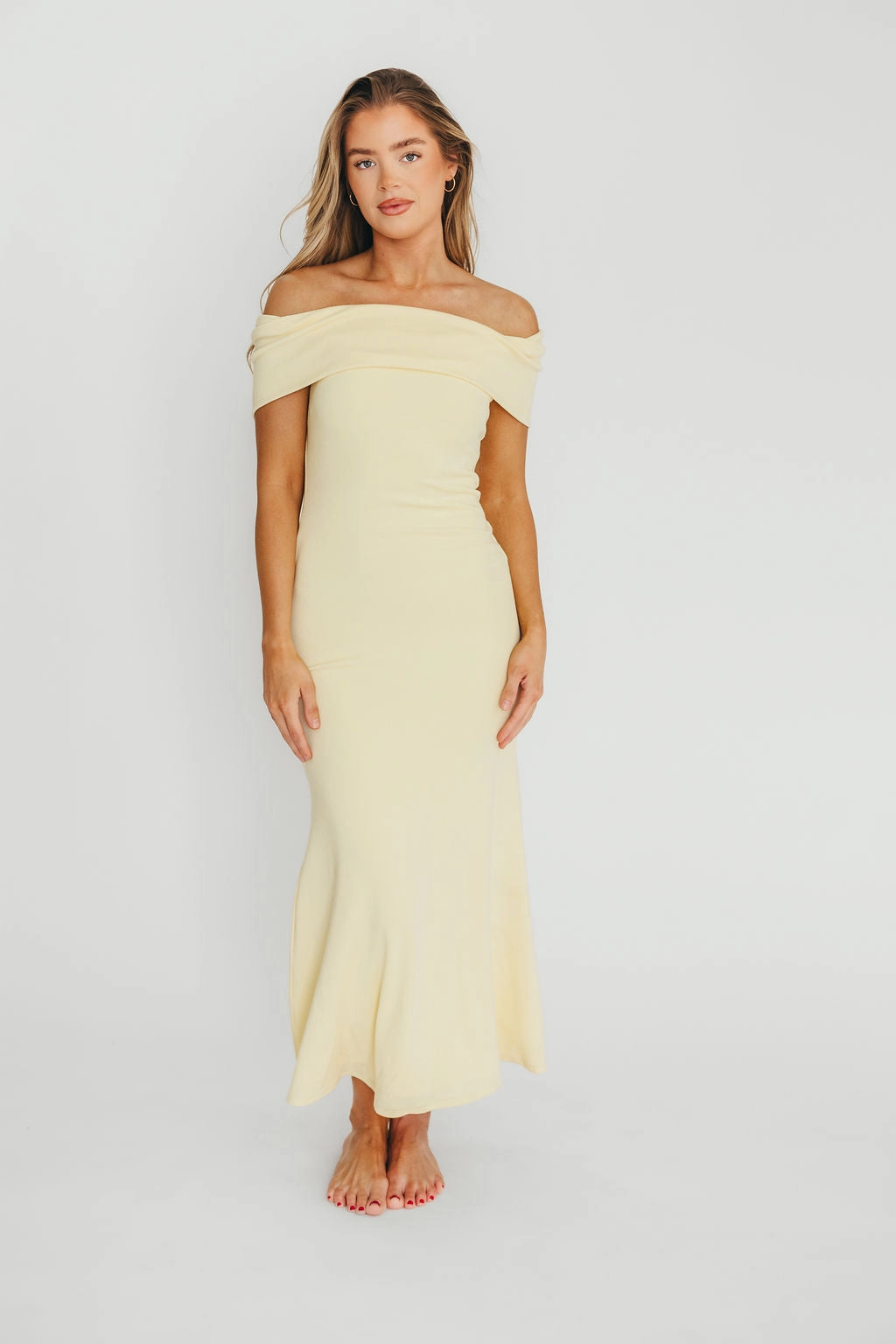 Subtle Glow Effortless Comfort Monroe Dress in Butter Yellow - Bump Friendly