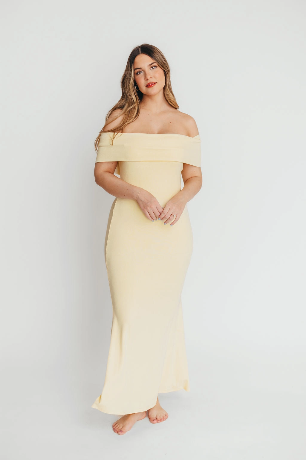 Low-Waist Back Glow Monroe Dress in Butter Yellow - Bump Friendly
