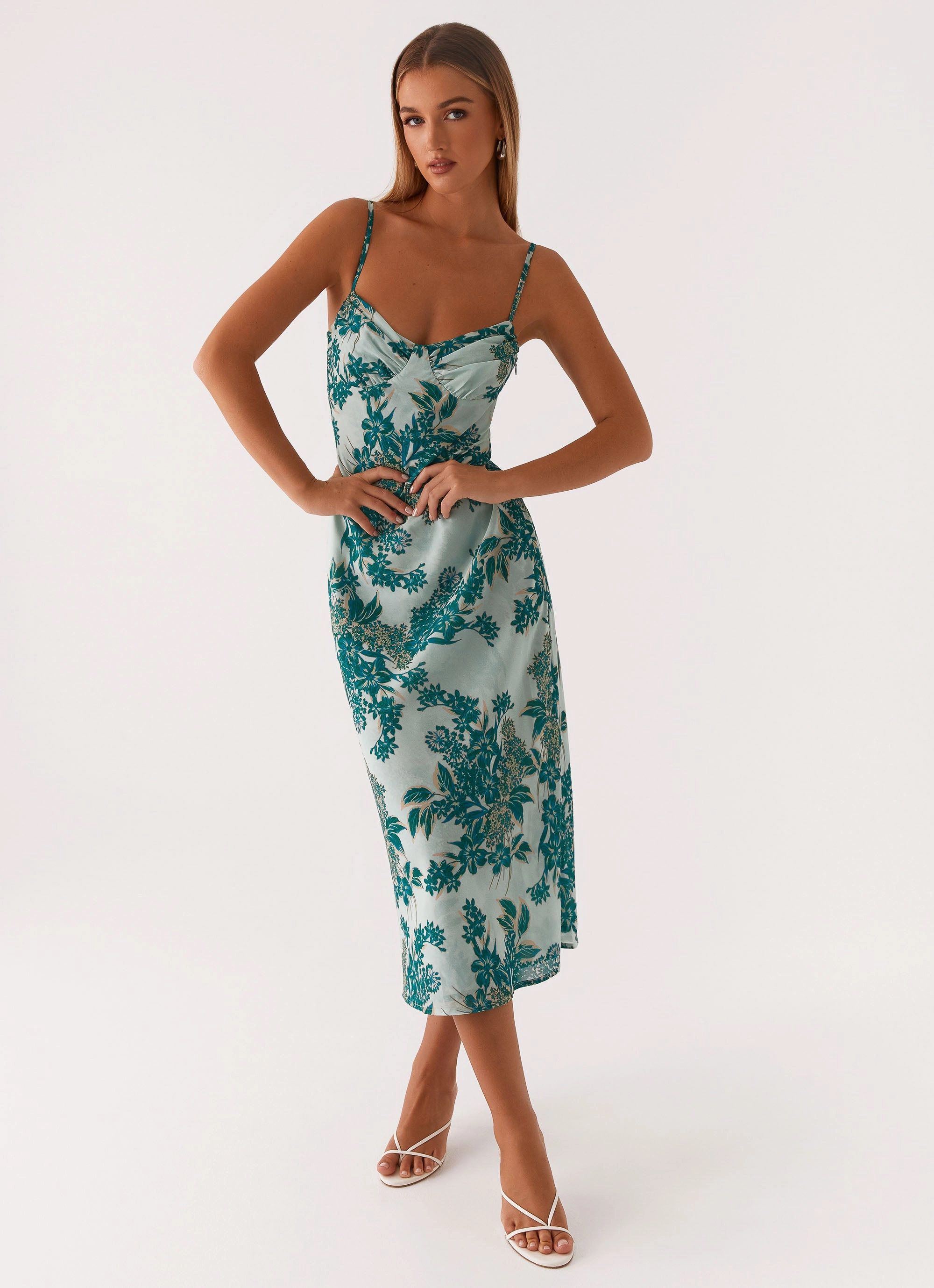 Love Song Midi Dress - Cloud Nine Floral Flow Line Smile Glow