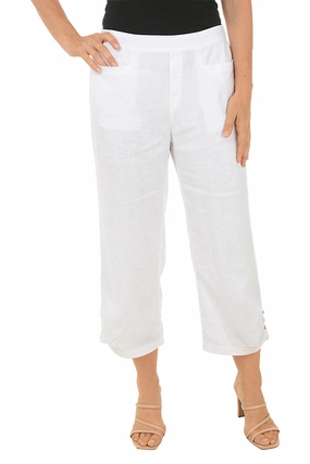 Triple Button Hem Linen-Blend Crop Pant Perfectly Fit