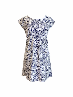 Charleston Cap Sleeve Dress Rosa Rugosa Navy Elegant Motion Pure Tone