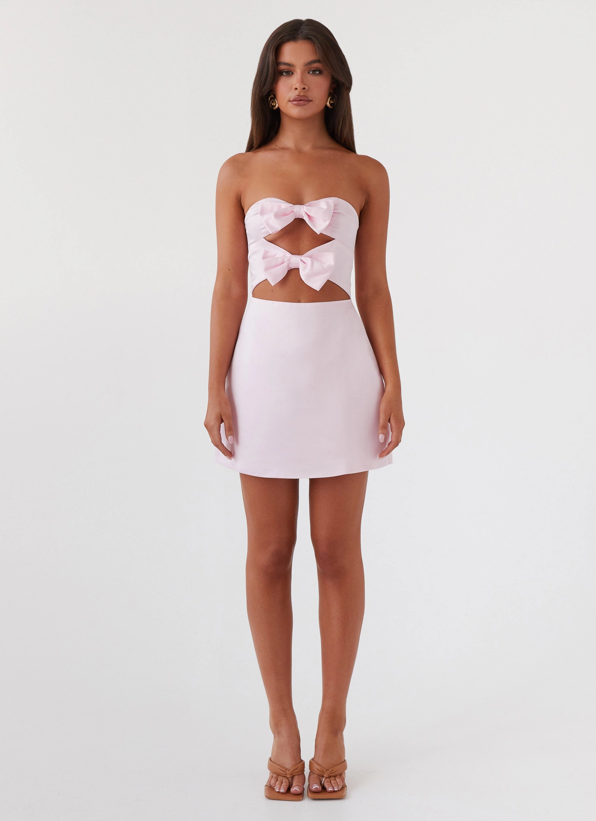 Girl Crush Bow Mini Dress - Pink Wide Hemline