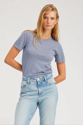 Steel Blue Ultra Fine Cashmere Tee Thermal Insulation Core BlendMaterials