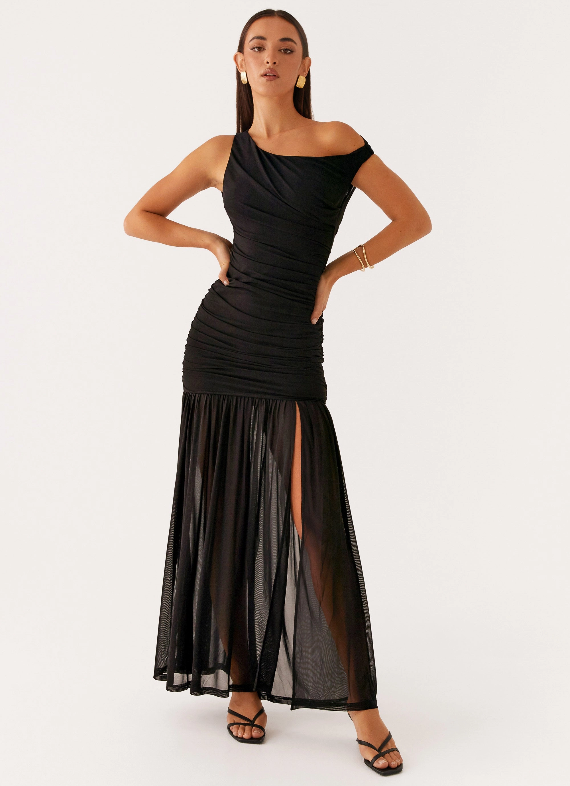 Zip-Closure Pavilion Maxi Dress - Black