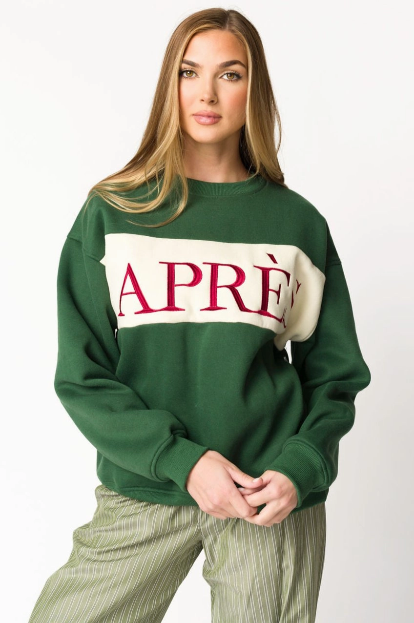 Aprs Colorblocked Crewneck in Pine Green NonIrritatingTags Convertible Collar