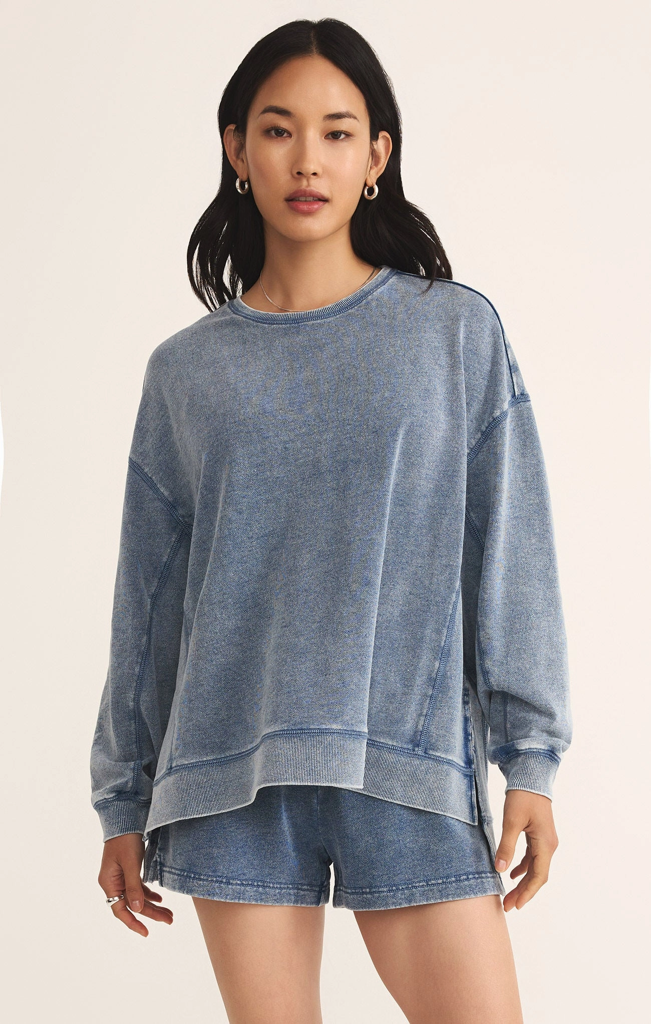 NonIrritatingStitching Z Supply Knit Denim Modern Weekender in Medium Indigo