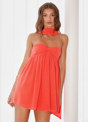 Neutral Layer Sleek long-sleeve dress Saturn Mini Dress - Coral