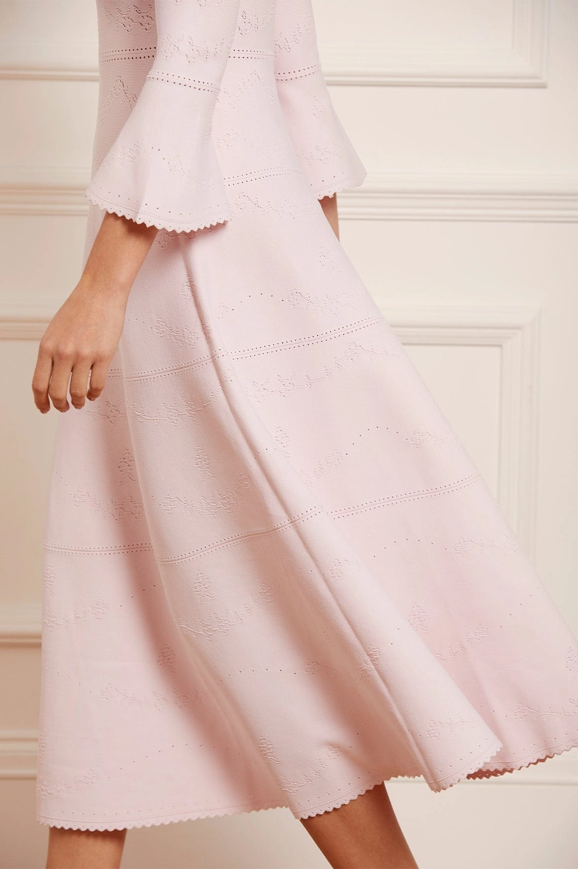 Pretty Pointelle Knit Ankle Gown Smooth Wear Feminine Mood