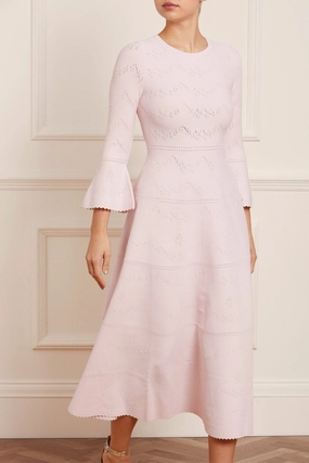 Bold Cut Pretty Pointelle Knit Ankle Gown