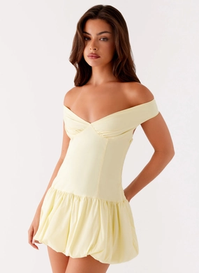 Endless Romance Off Shoulder Mini Dress - Yellow hypoallergenic Kind Light