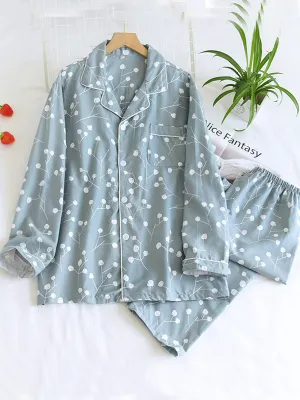 Print Cotton Couple Pajama Set