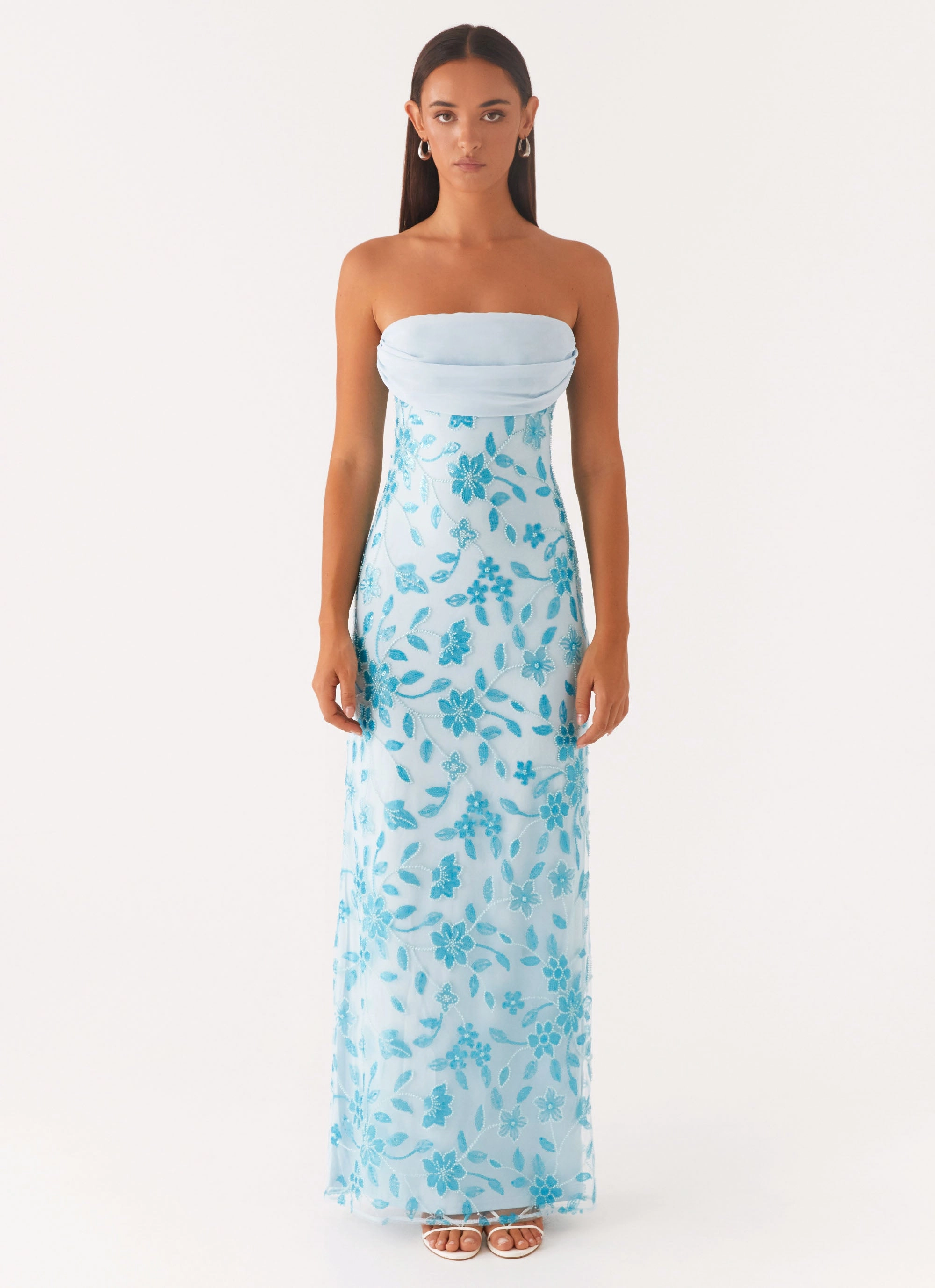 Prism Beaded Maxi Dress - Blue Summer-Season Clean Structure