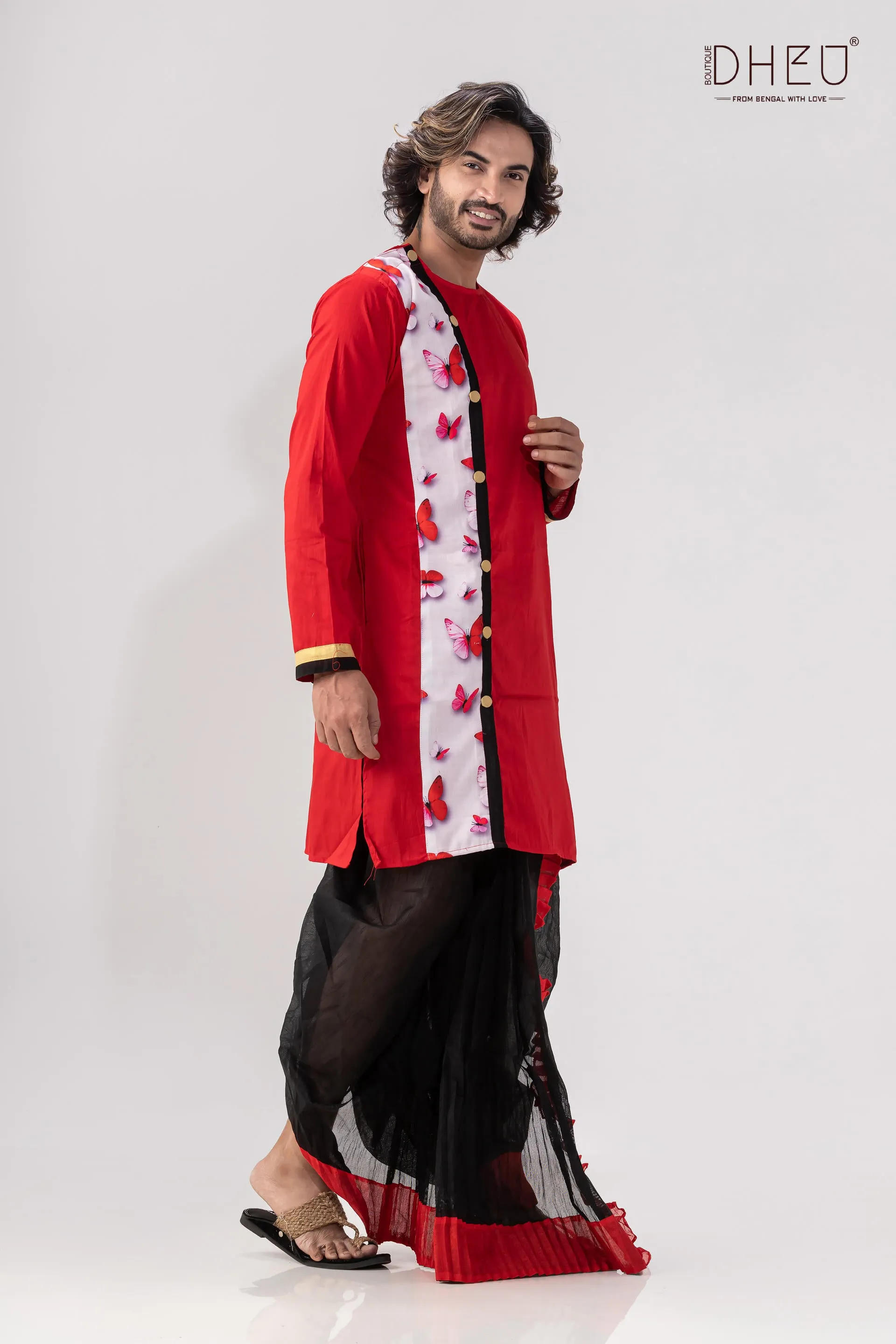 Projapati Biscuit- Mekhela-Kurta Couple Set