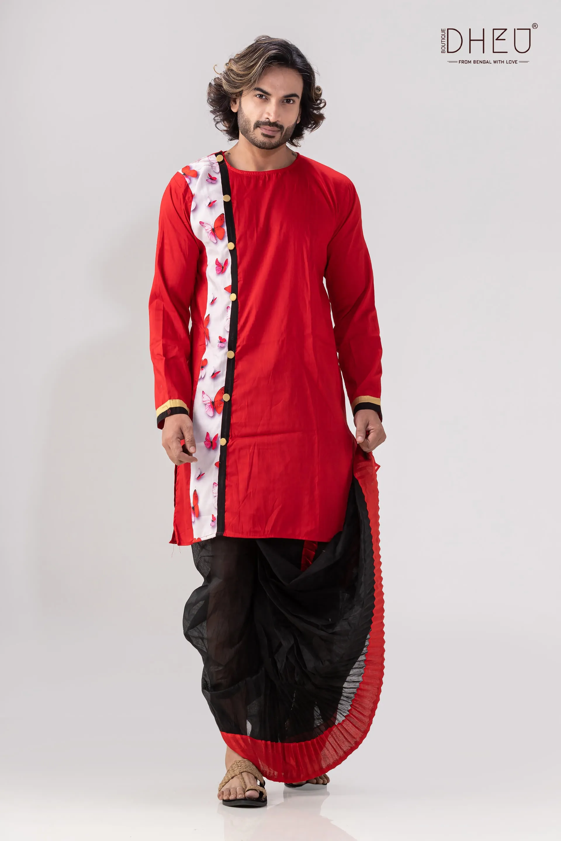 Projapati Biscuit- Mekhela-Kurta Couple Set
