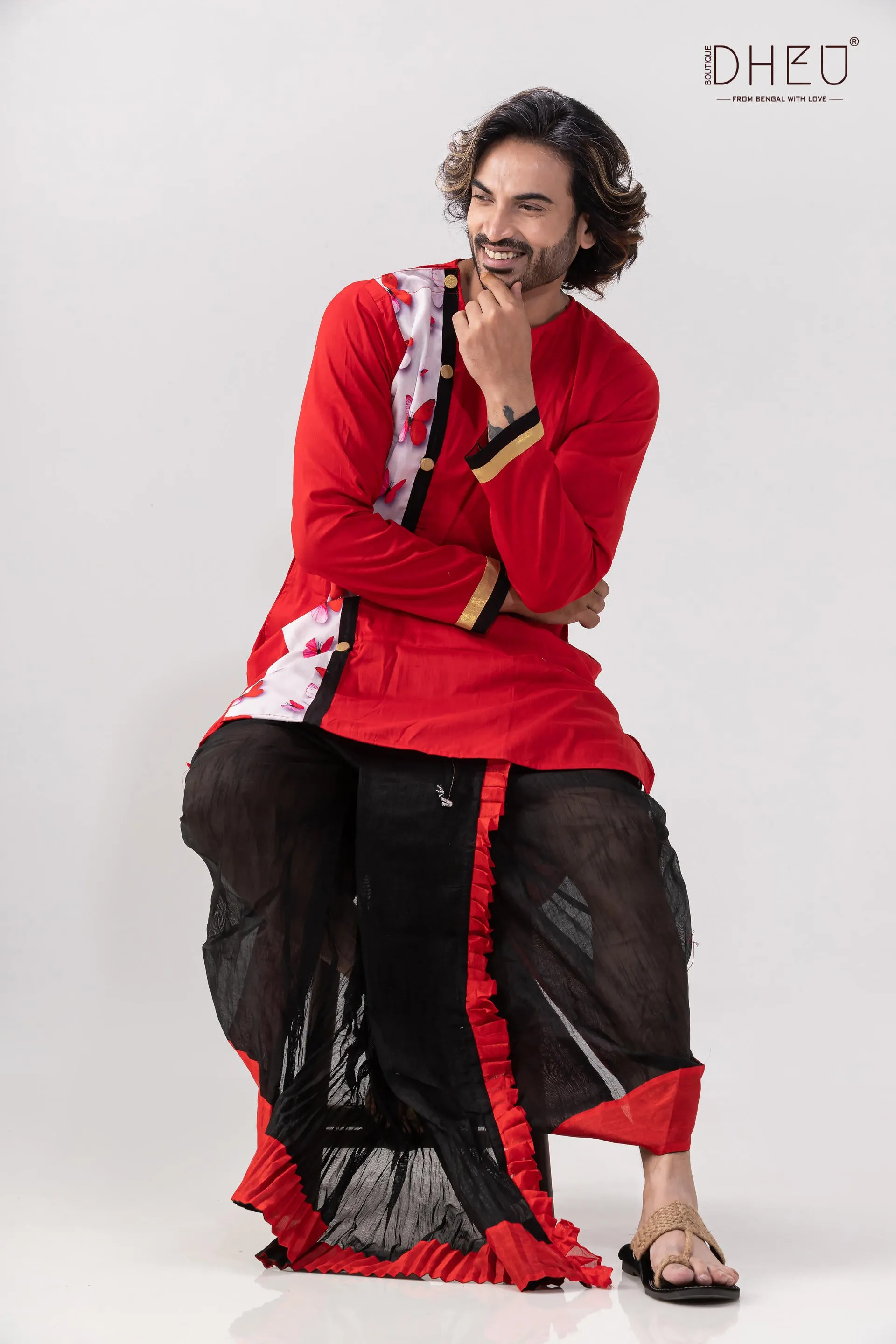 Projapati Biscuit- Mekhela-Kurta Couple Set
