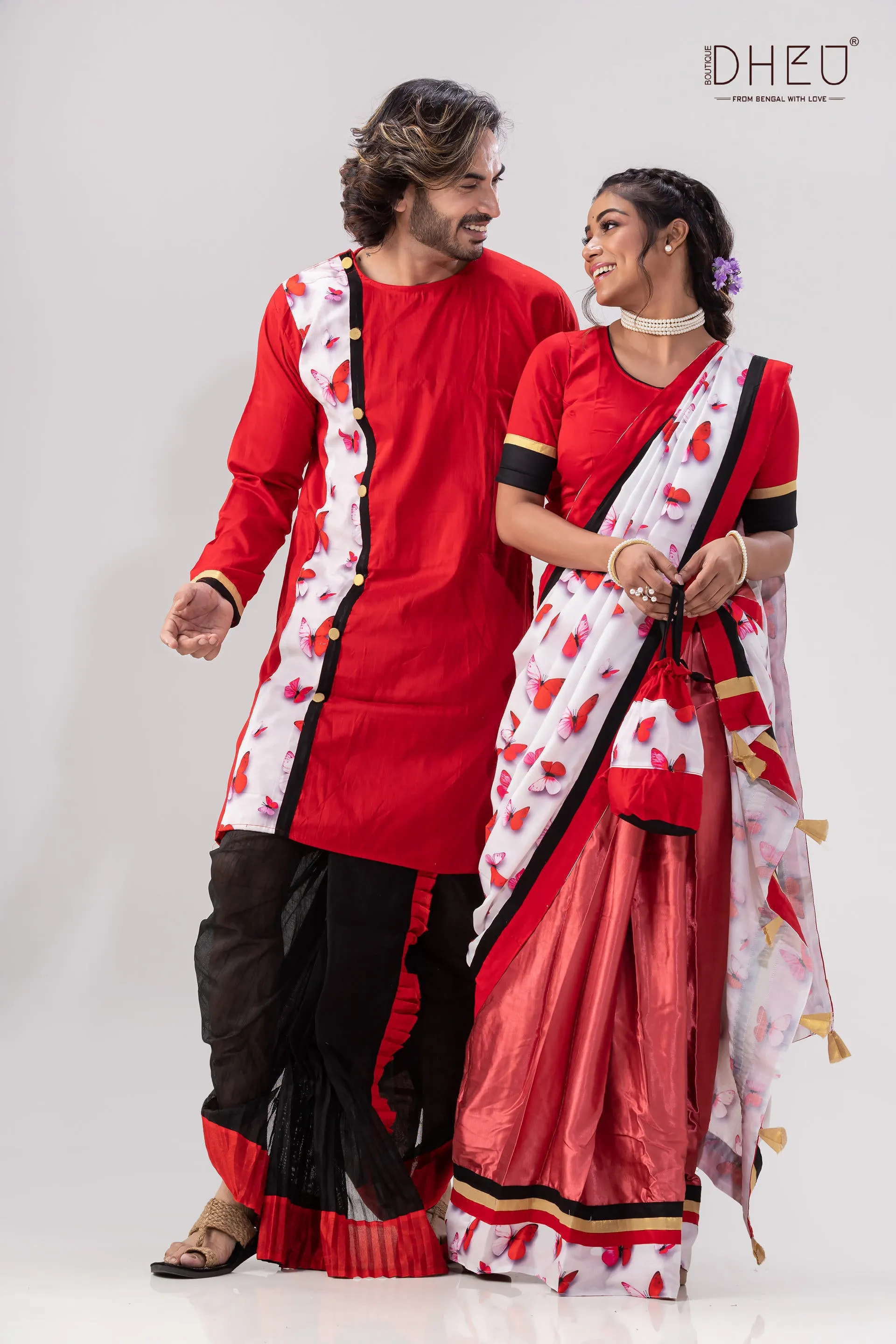 Projapati Biscuit- Mekhela-Kurta Couple Set