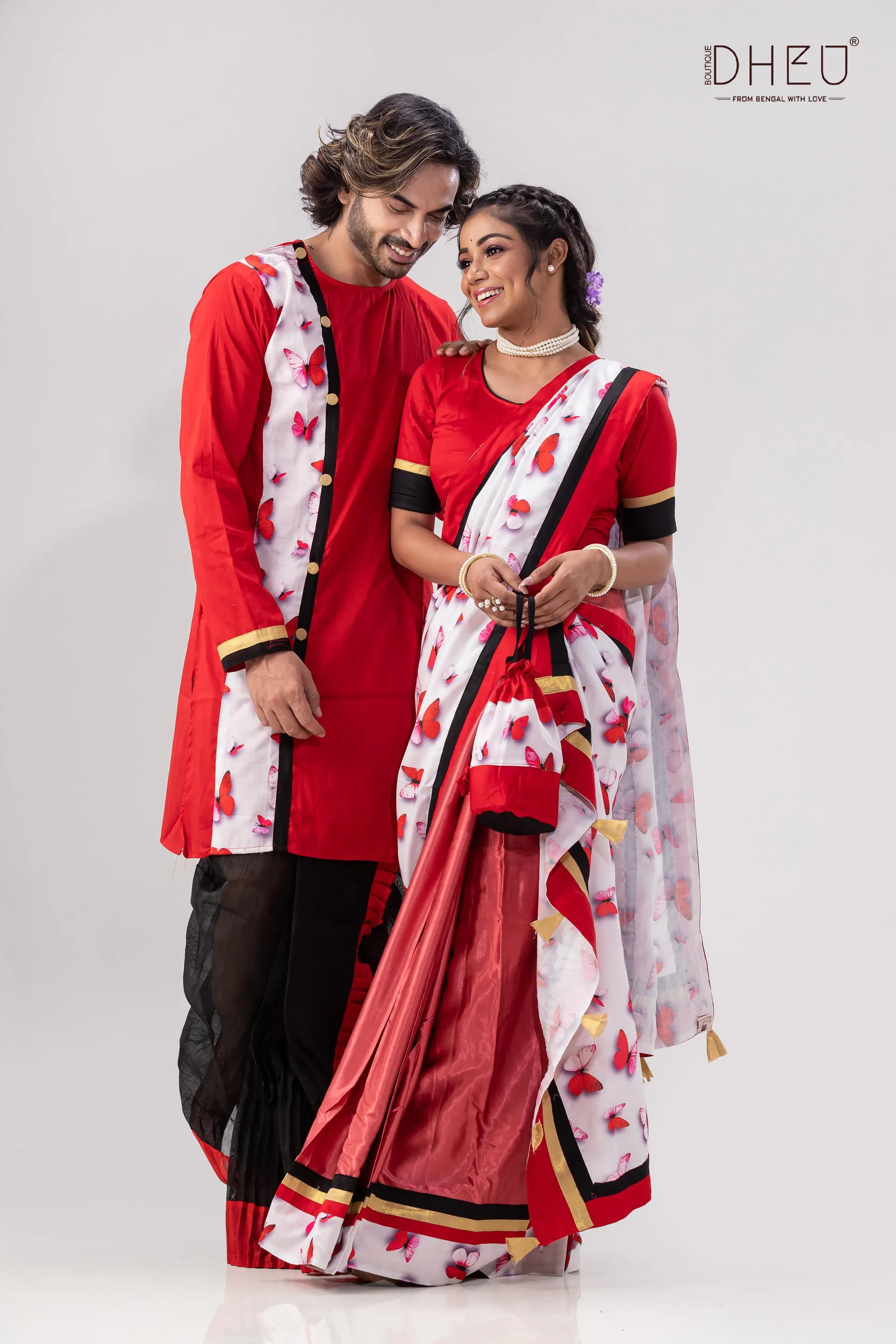 Projapati Biscuit- Mekhela-Kurta Couple Set