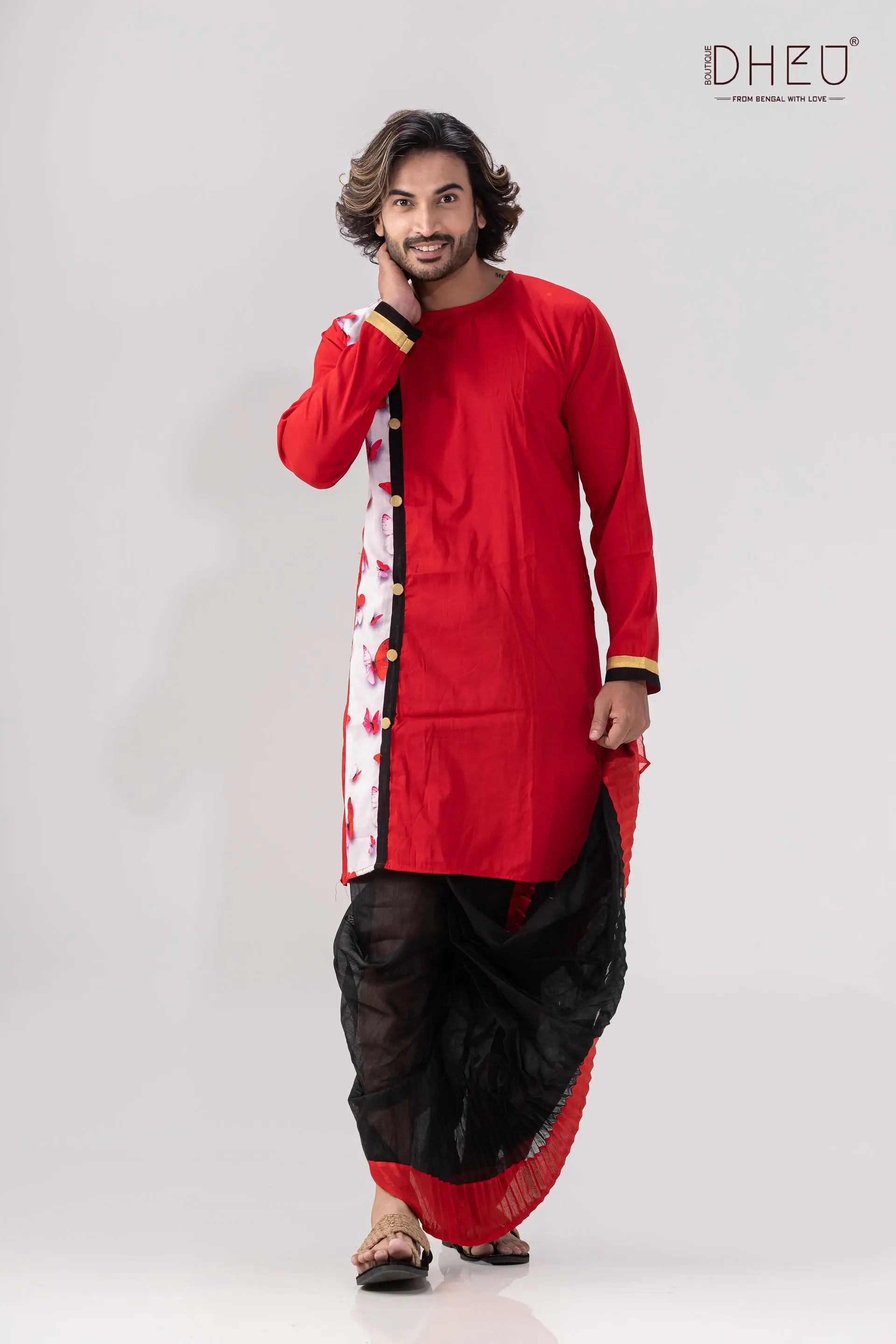 Projapati Biscuit- Mekhela-Kurta Couple Set