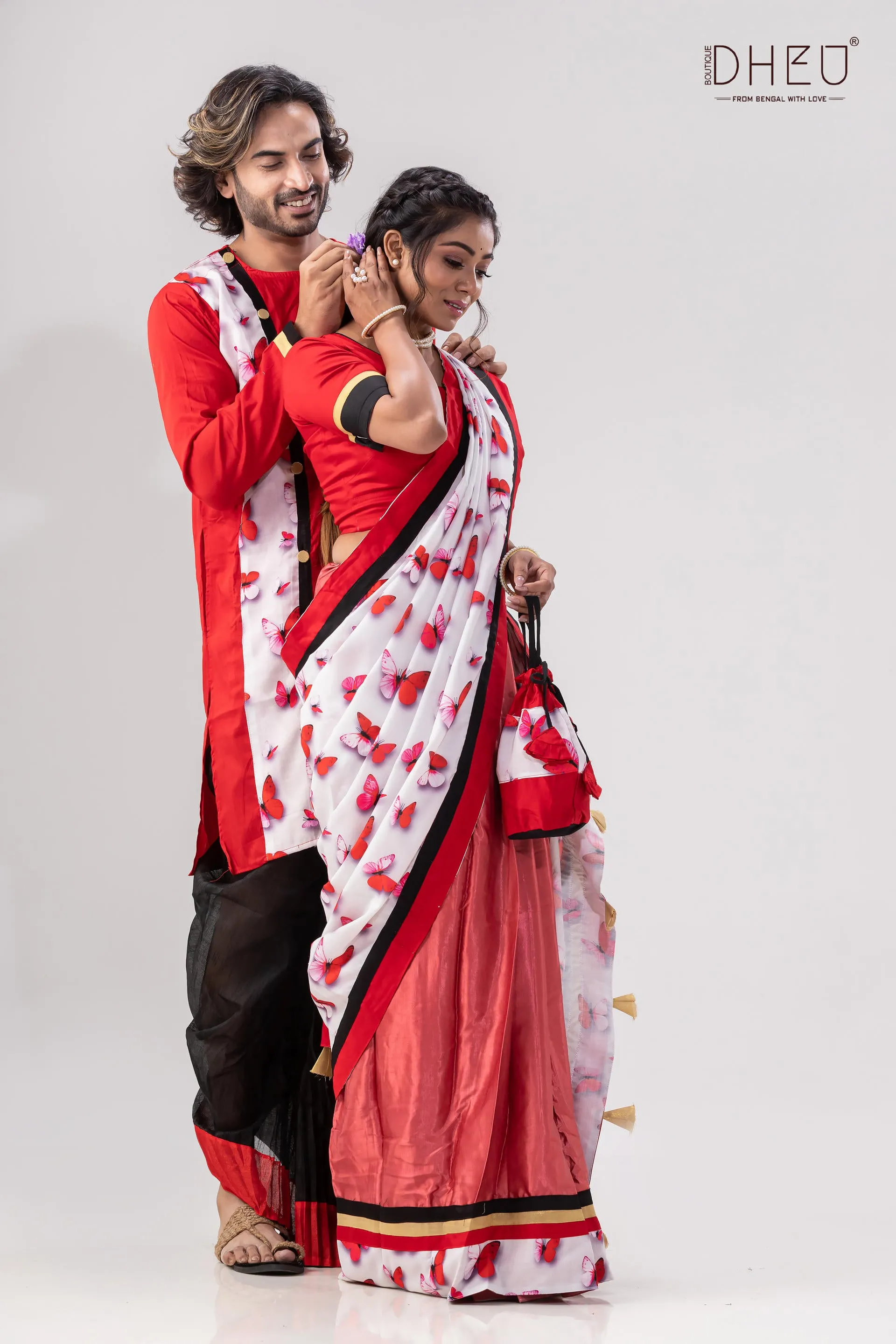 Projapati Biscuit- Mekhela-Kurta Couple Set