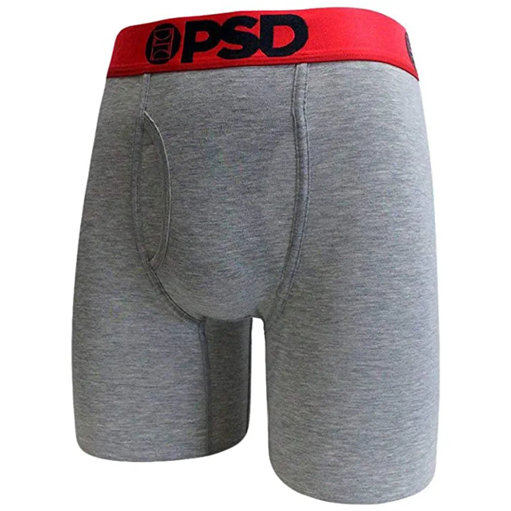 PSD Men's Heather Gray Red Waistband Boxer Briefs Underwear - E21911078-HGR