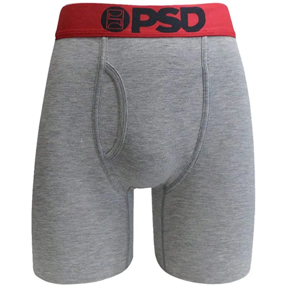 PSD Men's Heather Gray Red Waistband Boxer Briefs Underwear - E21911078-HGR