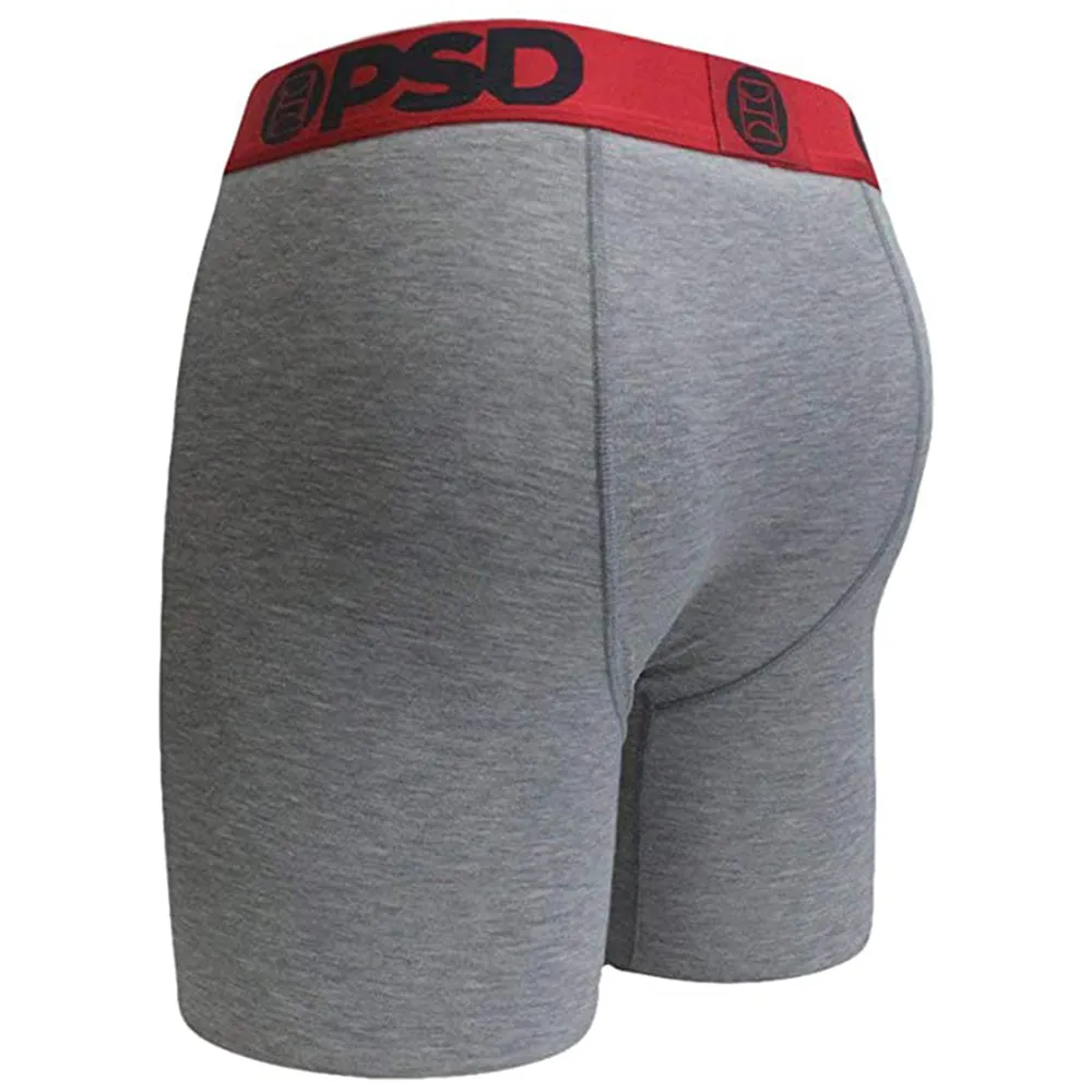 PSD Men's Heather Gray Red Waistband Boxer Briefs Underwear - E21911078-HGR