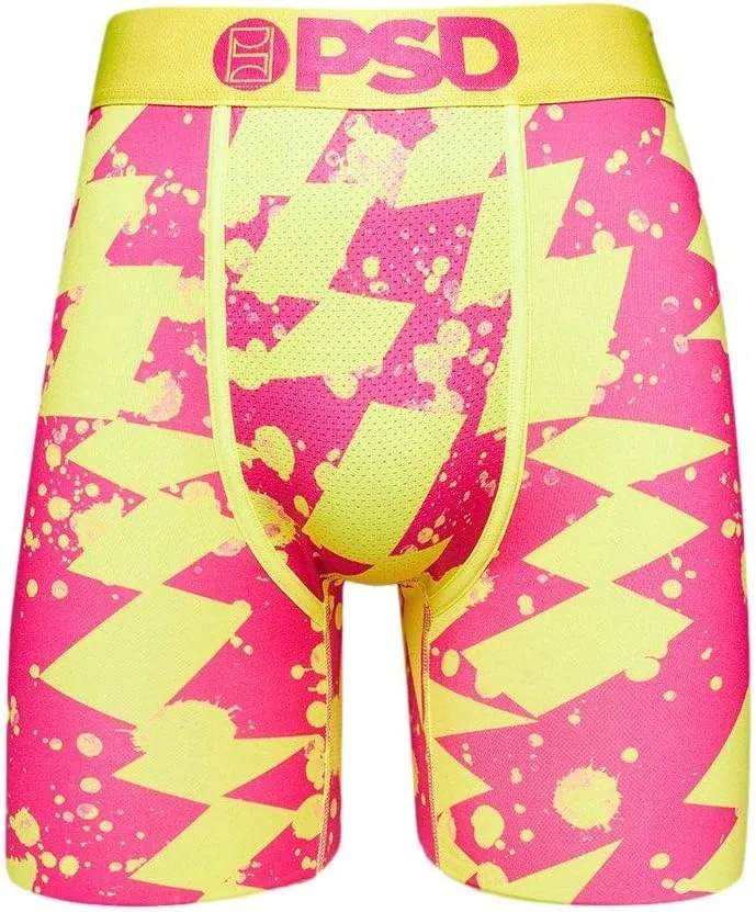PSD Underwear Men's Neon Electric Printed Boxer Brief