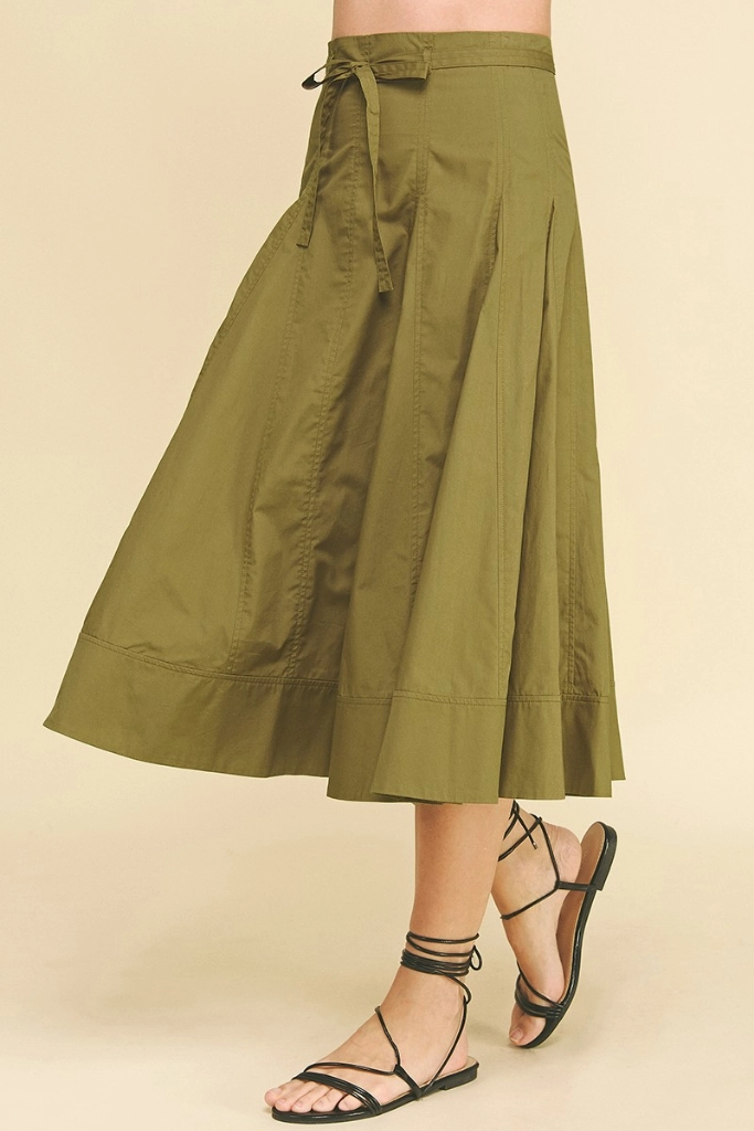Violet Poplin Midi Skirt in Khaki Soft Finish Outfit Ideas