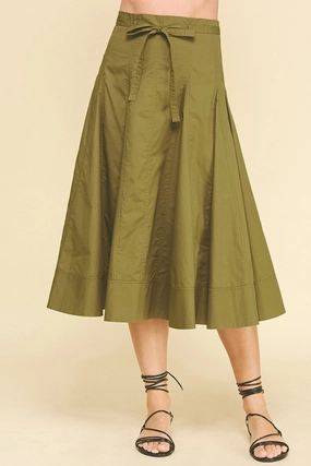Fashion Fusion Violet Poplin Midi Skirt in Khaki