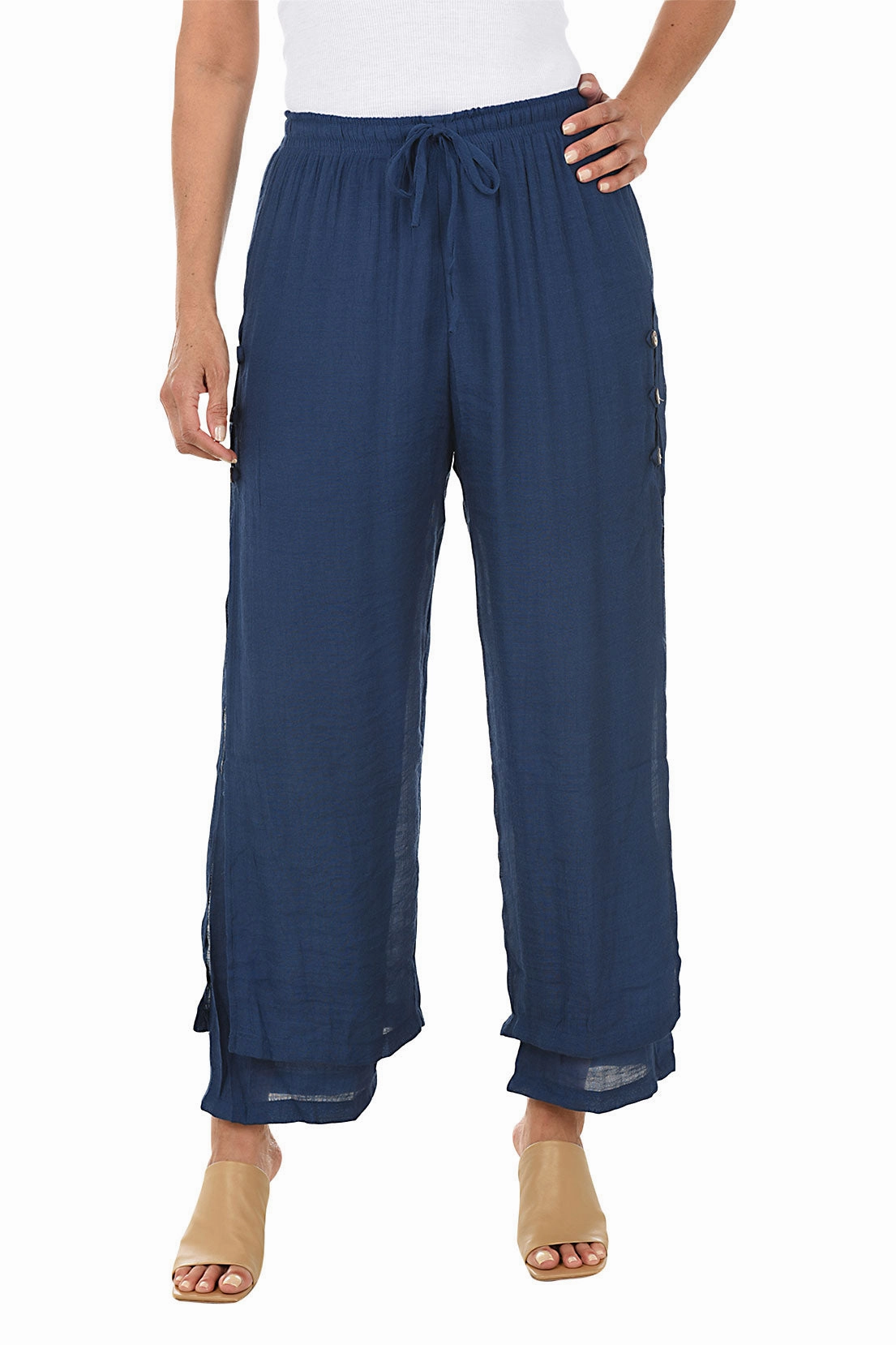 Pull-On Gauze Relaxed Pants Stretchable Body shaping