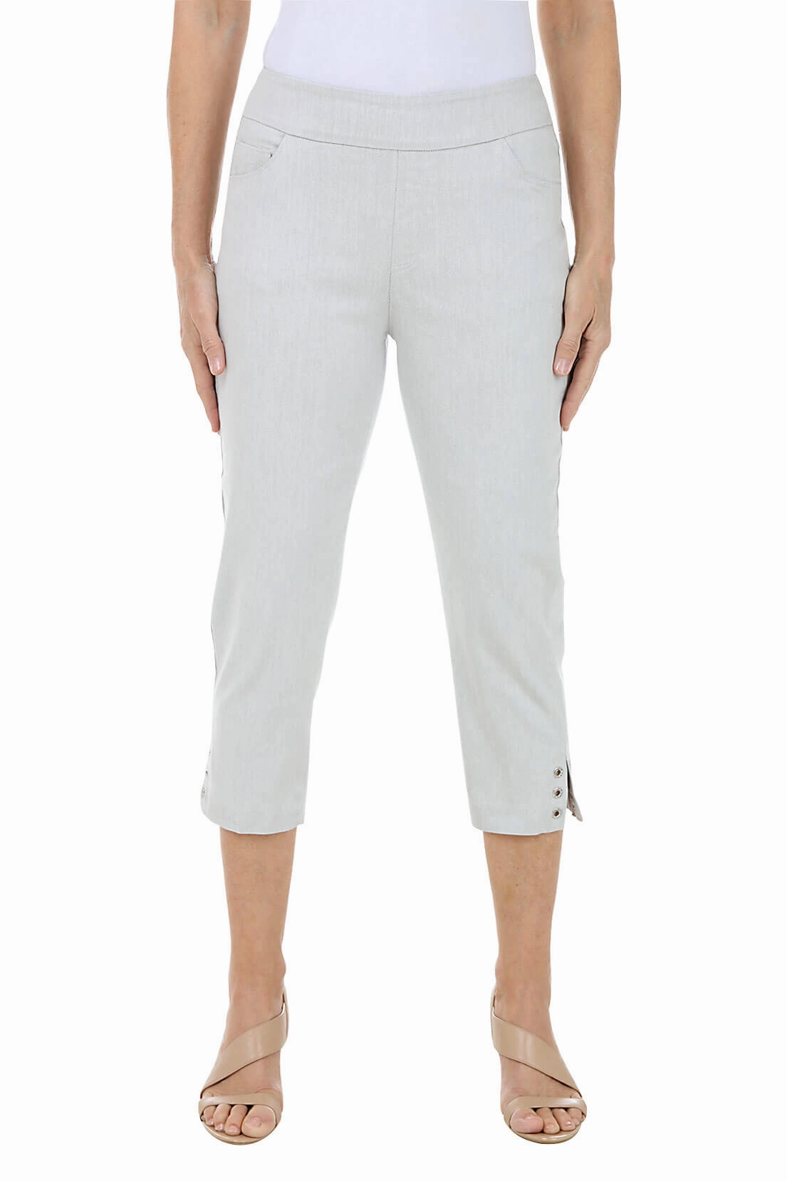 Smart Motion Pull-On Rhinestone Denim Capri Pant