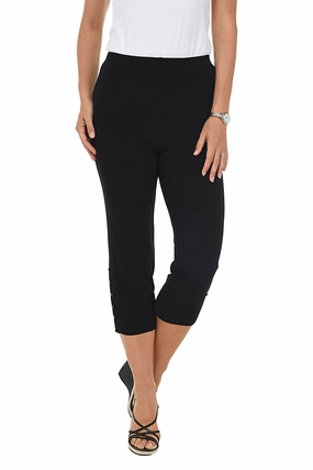 Pull-On Side Button Capri Pant Contoured Panel Design