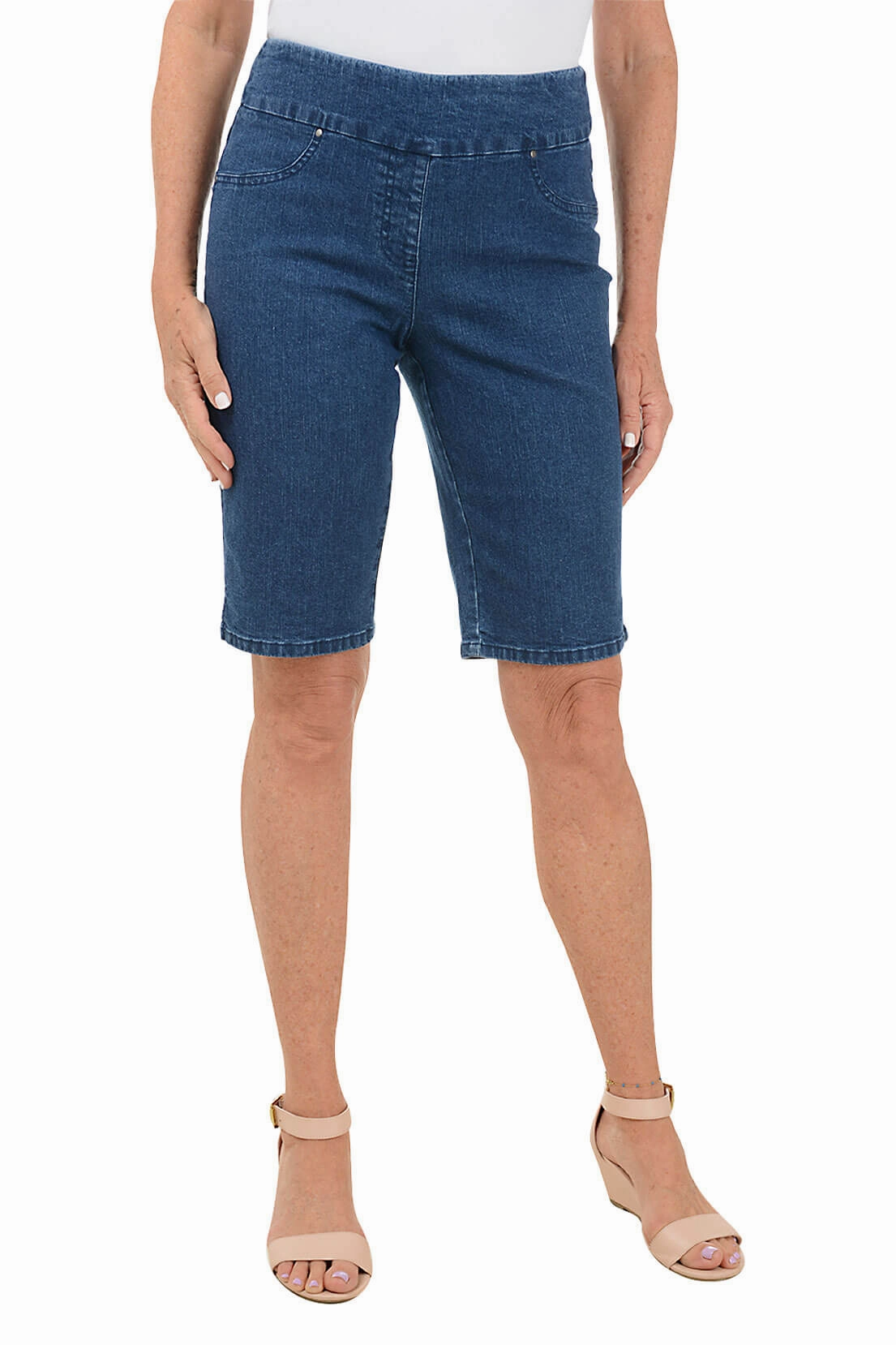 Pull-On Stretch Denim Bermuda Short Casual Vibe