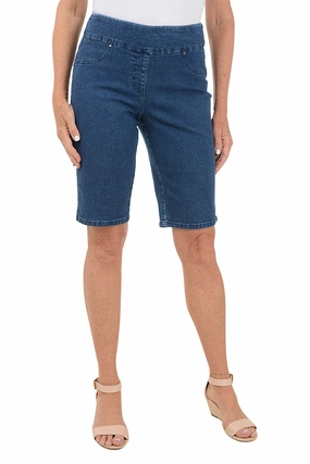 Pull-On Stretch Denim Bermuda Short No Chafe Simple Waist