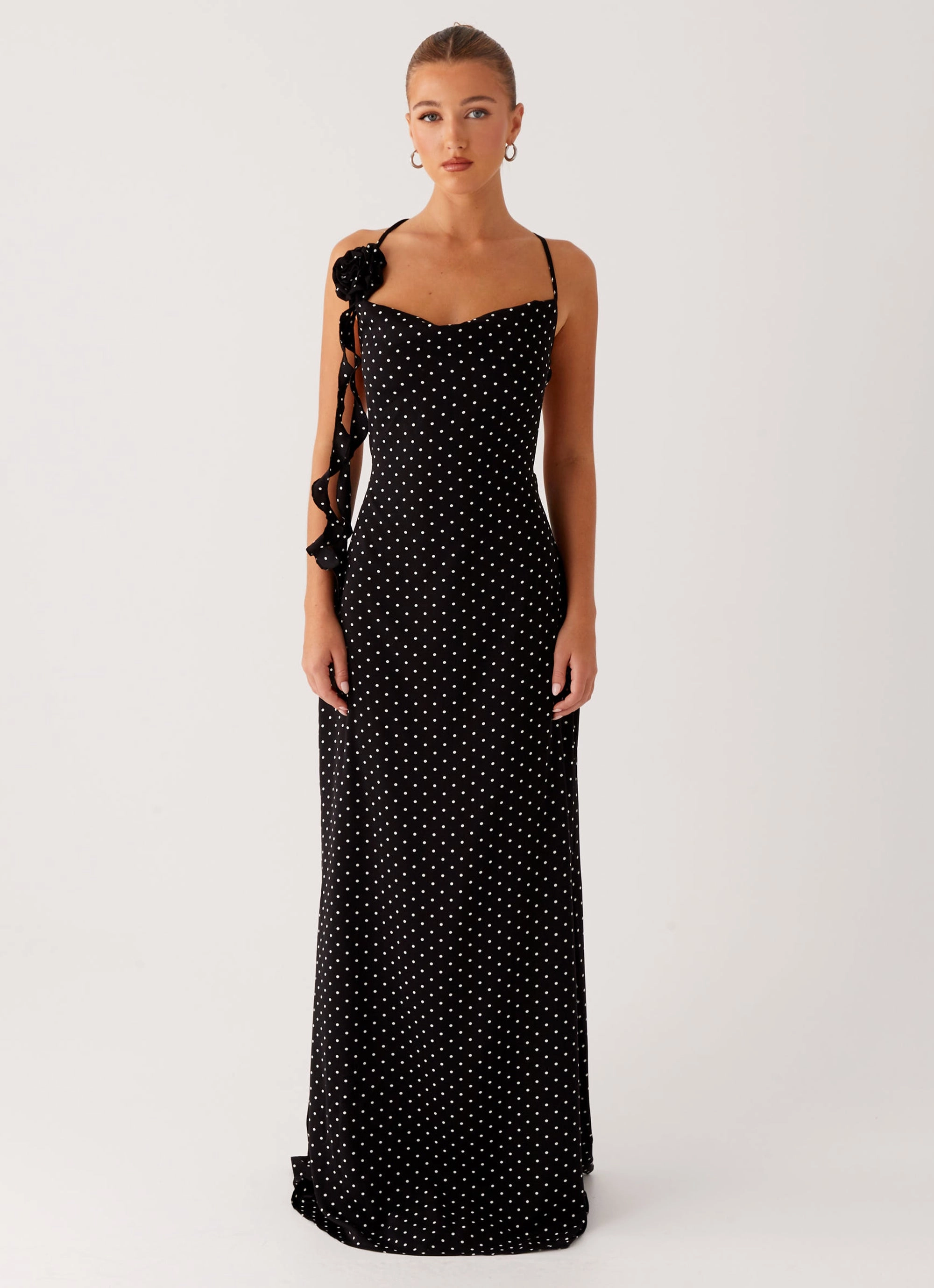 Purely Maxi Dress - Black Polka Dot Casual Wear Work Fitwear