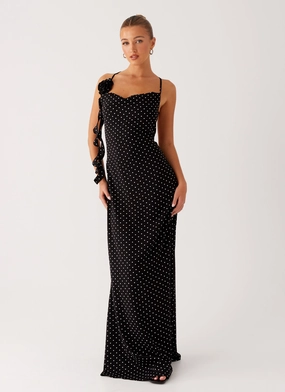 Purely Maxi Dress - Black Polka Dot Soft cotton dress Power Soft