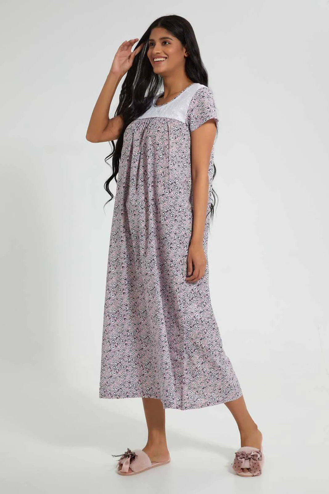 Purple Floral Nightgown