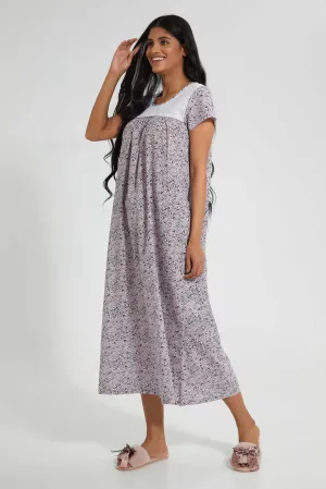 Purple Floral Nightgown