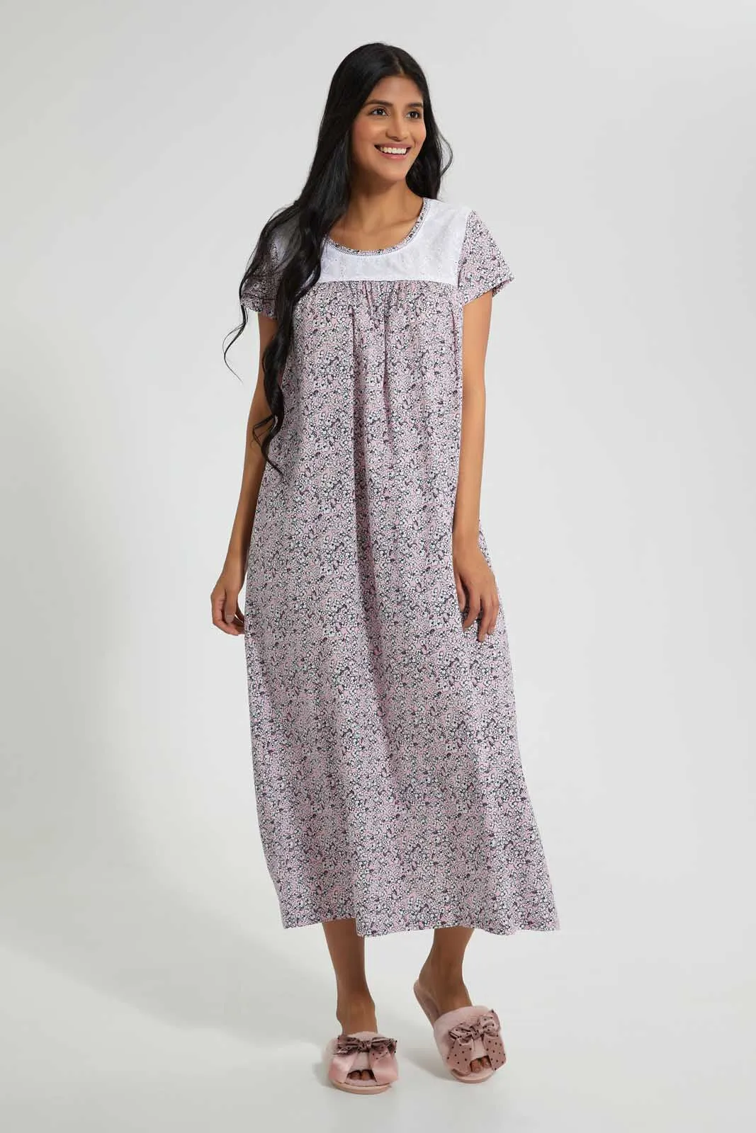 Purple Floral Nightgown