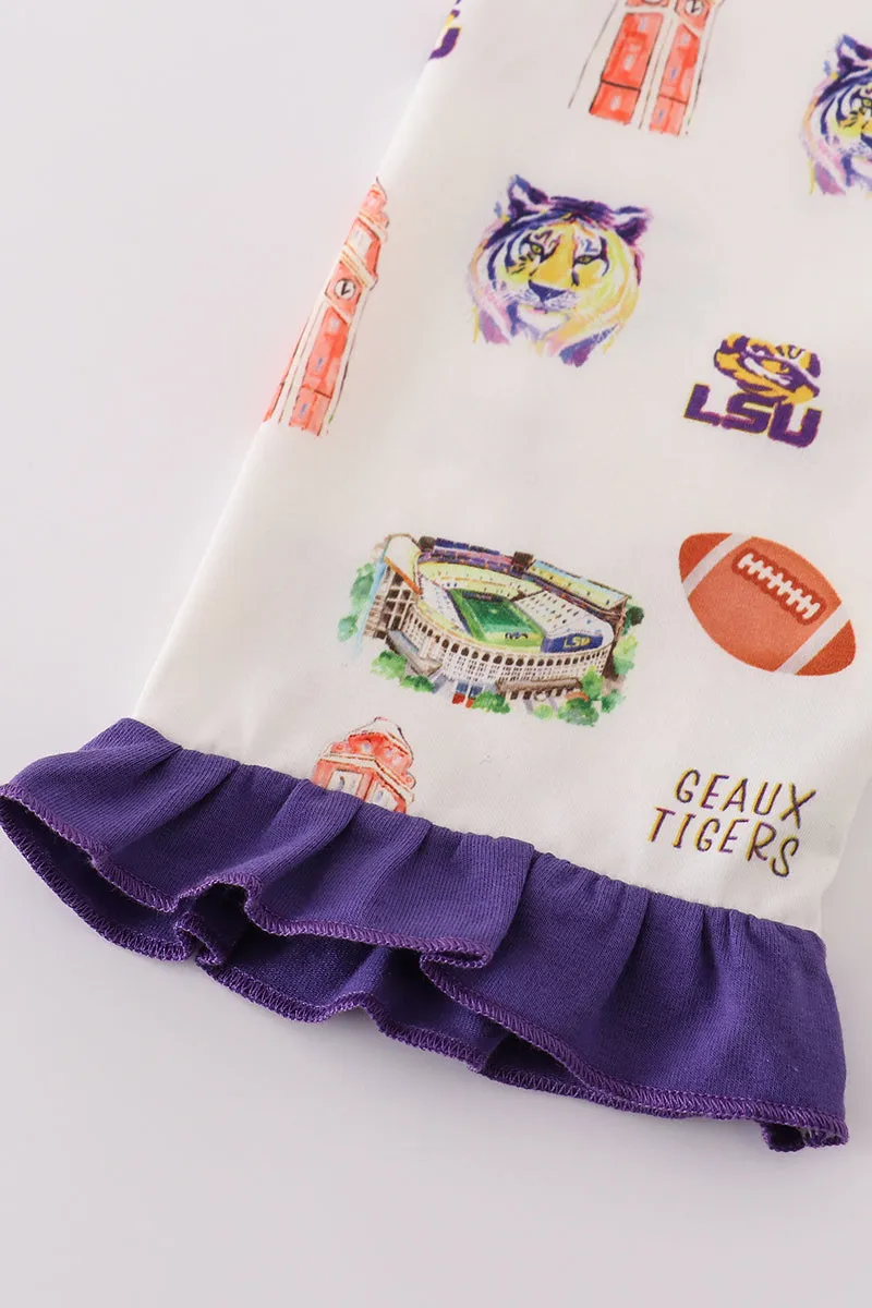 Purple Geaux Tiger Girl Pajamas Set