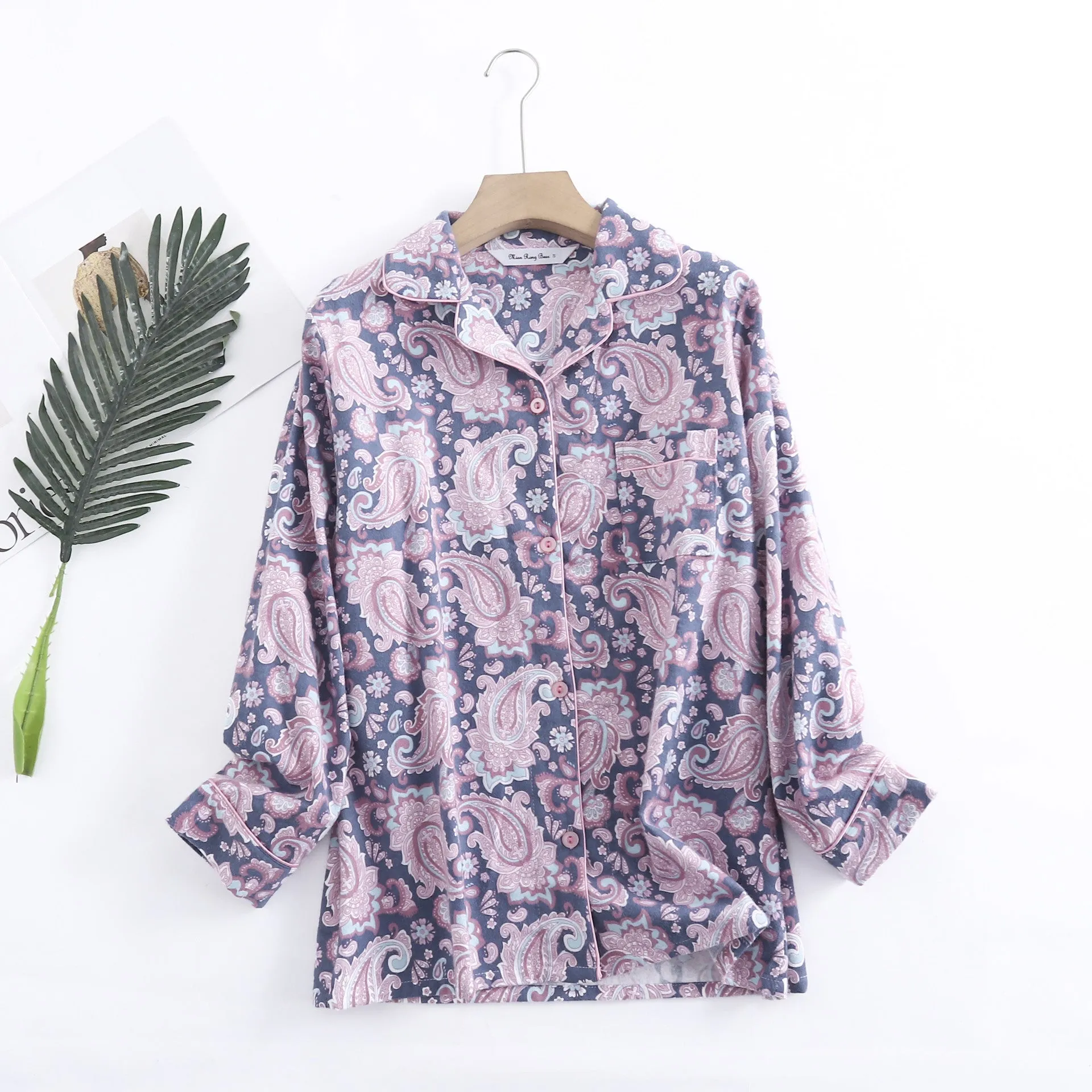 Purple Pure Cotton Printed Pajama Set